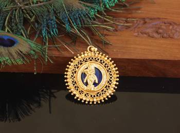 Kerala style gold plated palakka krishna pendant 1
