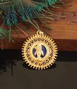 Kerala style gold plated palakka krishna pendant