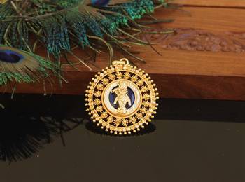 Kerala style gold plated palakka krishna pendant 1