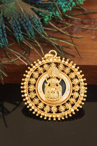 Kerala style gold plated palakka lakshmi pendant