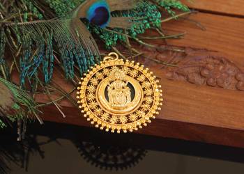 Kerala style gold plated palakka lakshmi pendant 2
