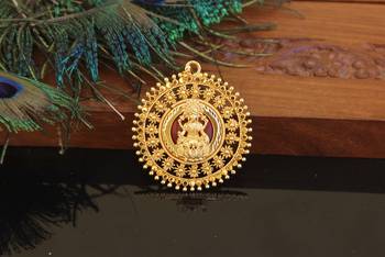 Kerala style gold plated palakka lakshmi pendant 1