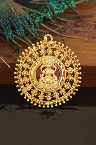 Kerala style gold plated palakka lakshmi pendant