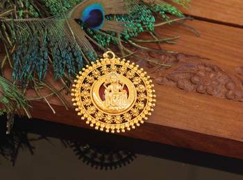 Kerala style gold plated palakka lakshmi pendant 2