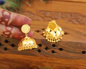 Kerala style gold plated temple earrings 2