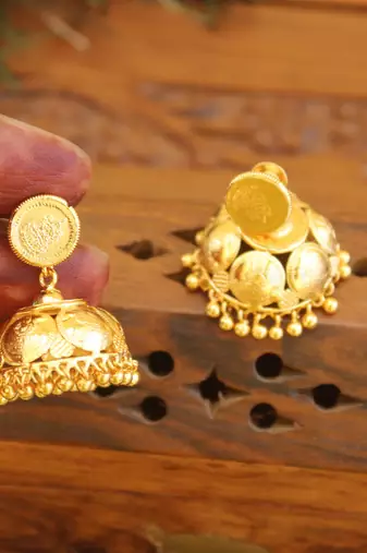 Kerala style gold plated temple earrings