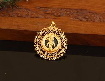 Kerala style gold plated palakka krishna pendant 1