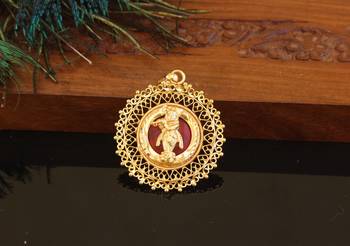 Kerala style gold plated palakka krishna pendant 1