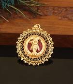 Kerala style gold plated palakka krishna pendant