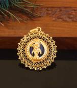Kerala style gold plated palakka krishna pendant