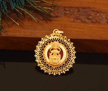 Kerala style gold plated palakka lakshmi pendant 1
