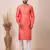 Orange Solid Viscose Kurta Set For Men