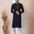 Black Solid Viscose Kurta Set For Men
