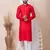 Red Solid Viscose Kurta Set For Men