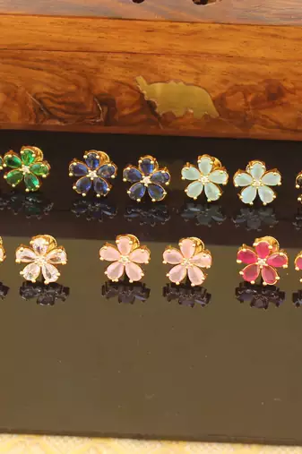 Beautiful gold plated stone earrings