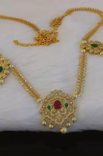 Designer gold plated hip chain