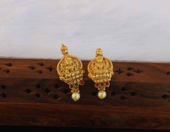 Designer matte finish temple earrings 2
