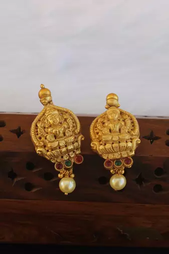 Designer matte finish temple earrings