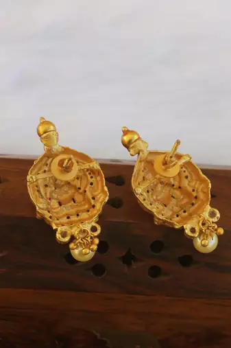 Designer matte finish temple earrings