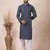 Blue Solid Blended Cotton Kurta Set For Men