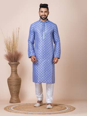 Multicolor Solid Jacquard Kurta Set For Men 1