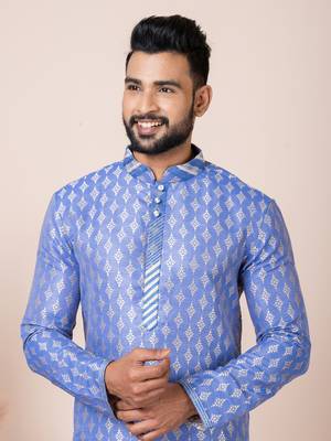 Multicolor Solid Jacquard Kurta Set For Men 6