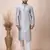 Grey Solid Jacquard Kurta Set For Men