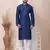 Blue Solid Jacquard Kurta Set For Men