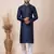 Blue Solid Jacquard Kurta Set For Men