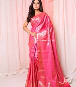 Deep Pink Brocade silk saree 
