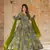 Green colour glamorous rayon digital printed partywear gown with dupatta