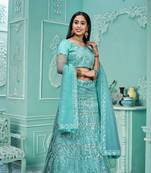 Sea Green Colour Girlish Sequins Work Partywear Lehena Set