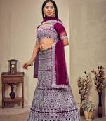 Wine Colour Ethnic Girlish Net Lehenga For Traditional Fancy Looks