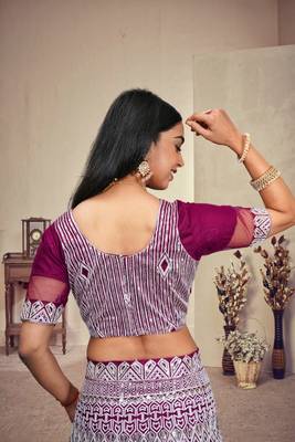 Wine Colour Ethnic Girlish Net Lehenga For Traditional Fancy Looks 4