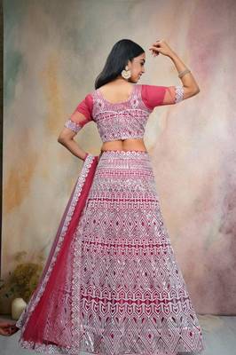 Pink Colour Ethnic Girlish Net Lehenga For Traditional Fancy Looks 2