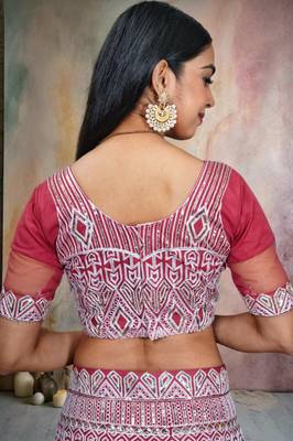 Pink Colour Ethnic Girlish Net Lehenga For Traditional Fancy Looks 4