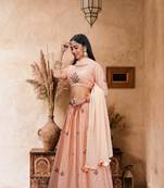 Peach Colour Fancy Sequins Work Rich Look Heavy Lehenga Choli