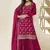 Rani colour zari woven chinnon fabric heavy partywear sharara dress