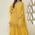 Yellow colour zari woven chinnon fabric heavy partywear sharara dress