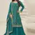 Green colour zari woven chinnon fabric heavy partywear sharara dress