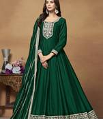 Green colour heavy embroidered rich partywear anarkali suit
