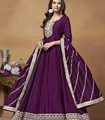 Purple colour heavy embroidered rich partywear anarkali suit