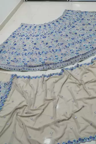 Multicolor Sequin And Thread Embroidered Faux Georgette indian wedding Lehenga Choli 