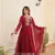 Women's maroon faux blooming with rich thread sequins embroidered work for party wear gown