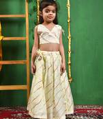 Girl's Creamy Lehenga Top Set