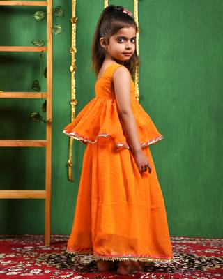 Girl's Yellow Peplum Top and Lehenga Set 2