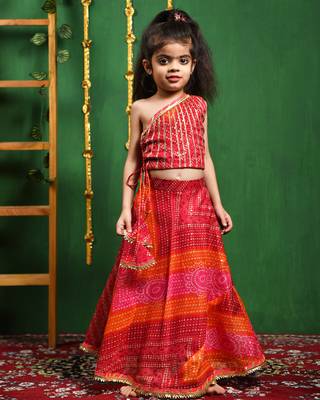 Girl's One Shoulder Top Lehenga Set 1