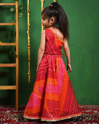 Girl's One Shoulder Top Lehenga Set 2
