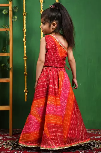 Girl's One Shoulder Top Lehenga Set