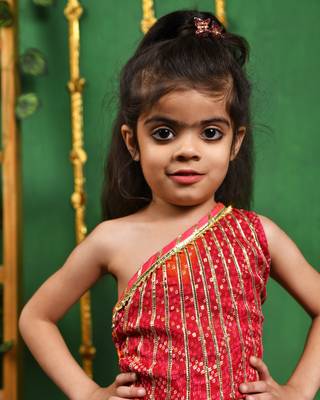 Girl's One Shoulder Top Lehenga Set 3